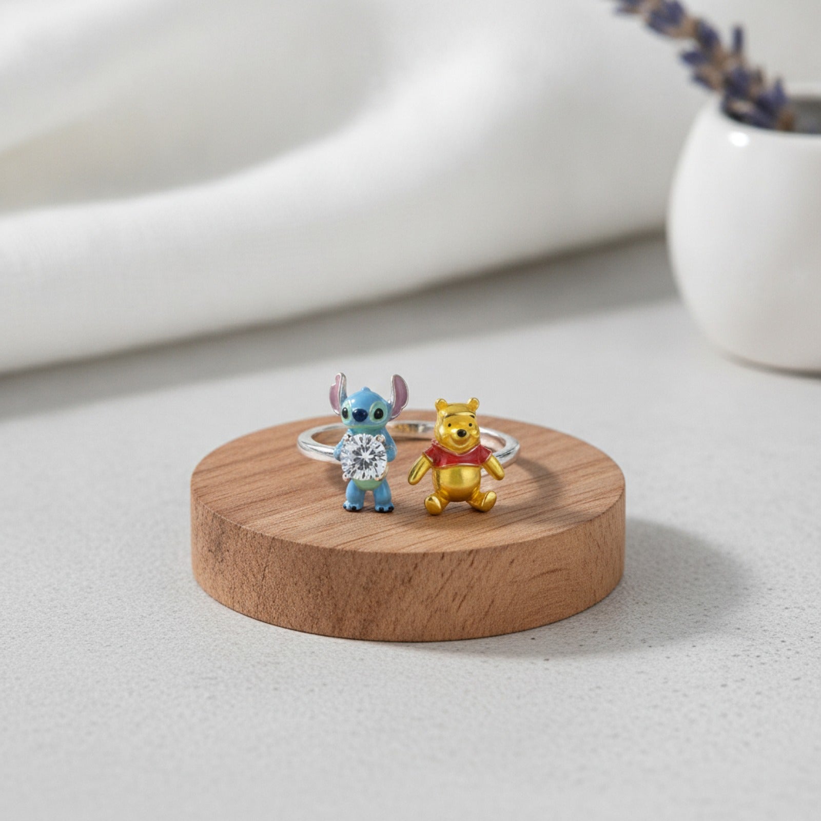 Bague Argent 925 Ajustable Personnages Dessin Animé Mignons - Cadeau Femme