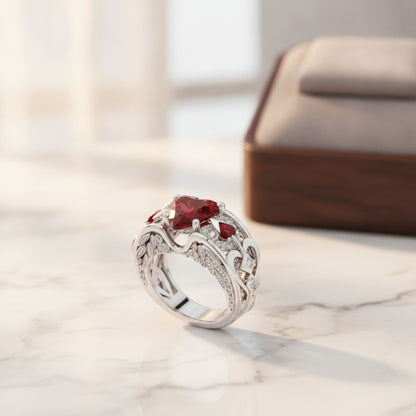 Bague Argent 925 Multicolore Cœur d'Amour - Bijou Classique & Authentique