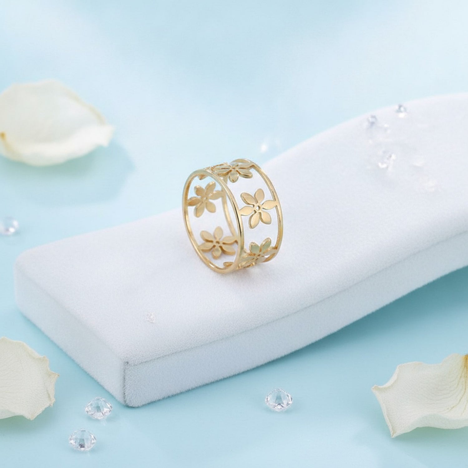 Bague Fleur Romantique Acier Inoxydable pour Femme - Style Décontracté & Cadeau Idéal