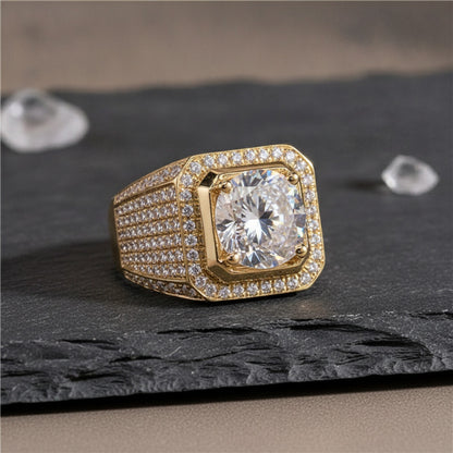 Bague Vintage Zircon Blanc Brillant - Alliance Mariage & Fiançailles Or Homme Femme