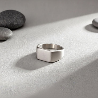 Bague Unisexe Rectangulaire en Acier Titane - Style Minimaliste et Tendance