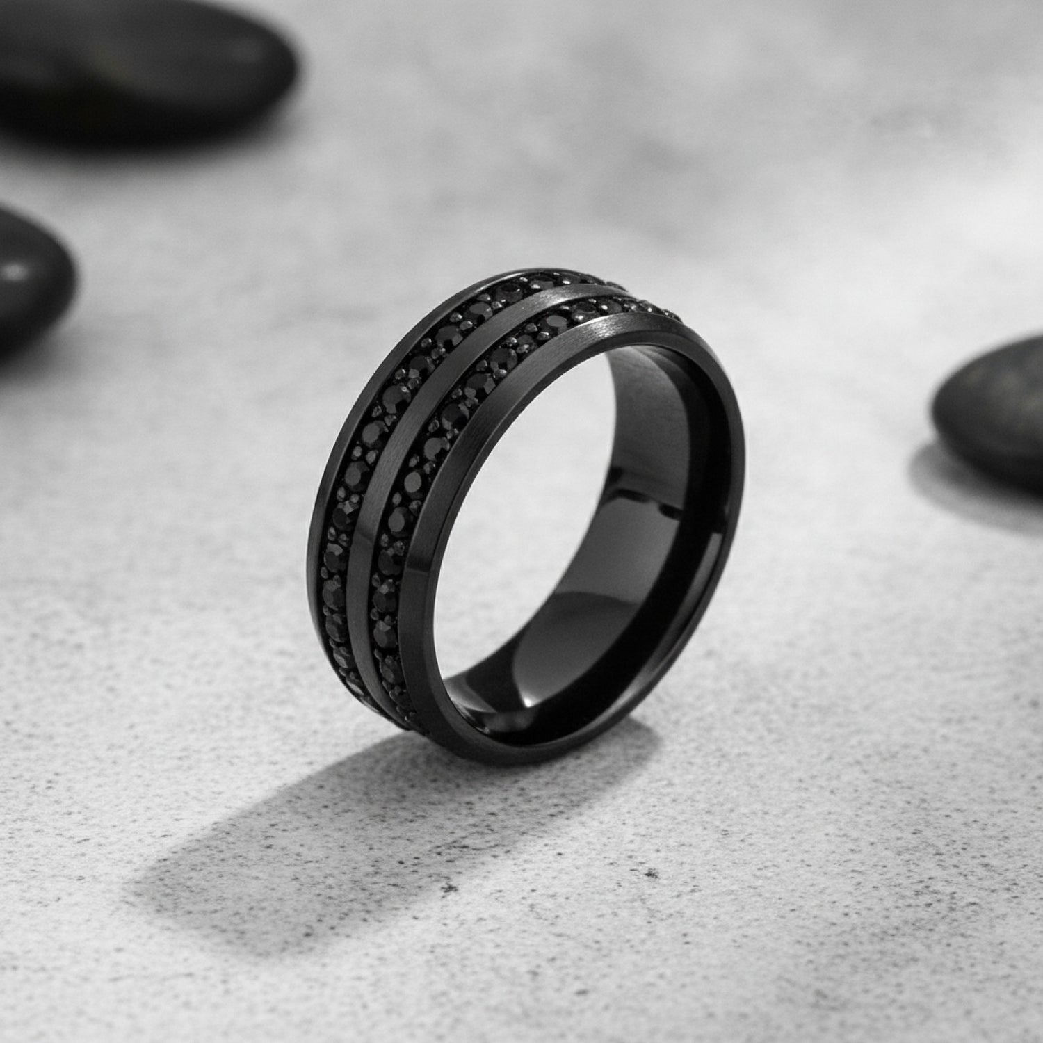 Bague Acier Inoxydable Double Zirconium Pavé CZ pour Homme et Femme - Luxe Minimaliste 8mm