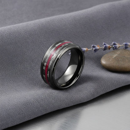 Bague Acier Inoxydable Noir 8mm avec Incrustation Fibre de Carbone - Bijou Homme & Femme pour Mariage ou Cadeau