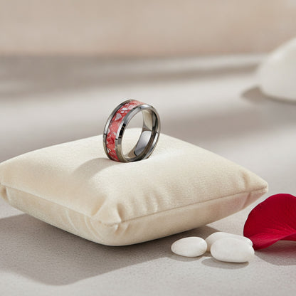 Bague Acier Inoxydable 8mm : Alliance Mariage Pierre Rouge & Blanche - Confort & Style