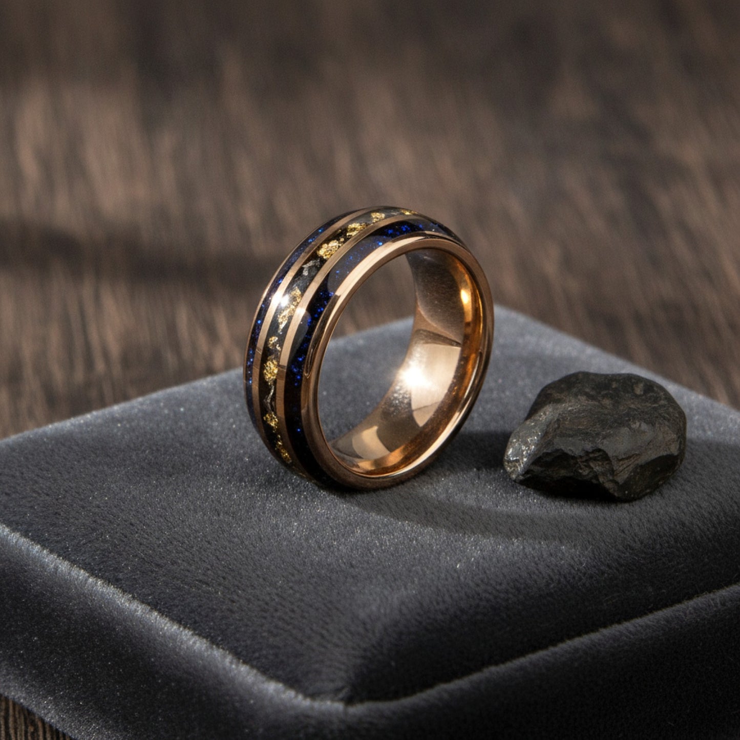 Bague Homme Tungstène 8mm Effet Météorite - Alliance Mariage & Fiançailles