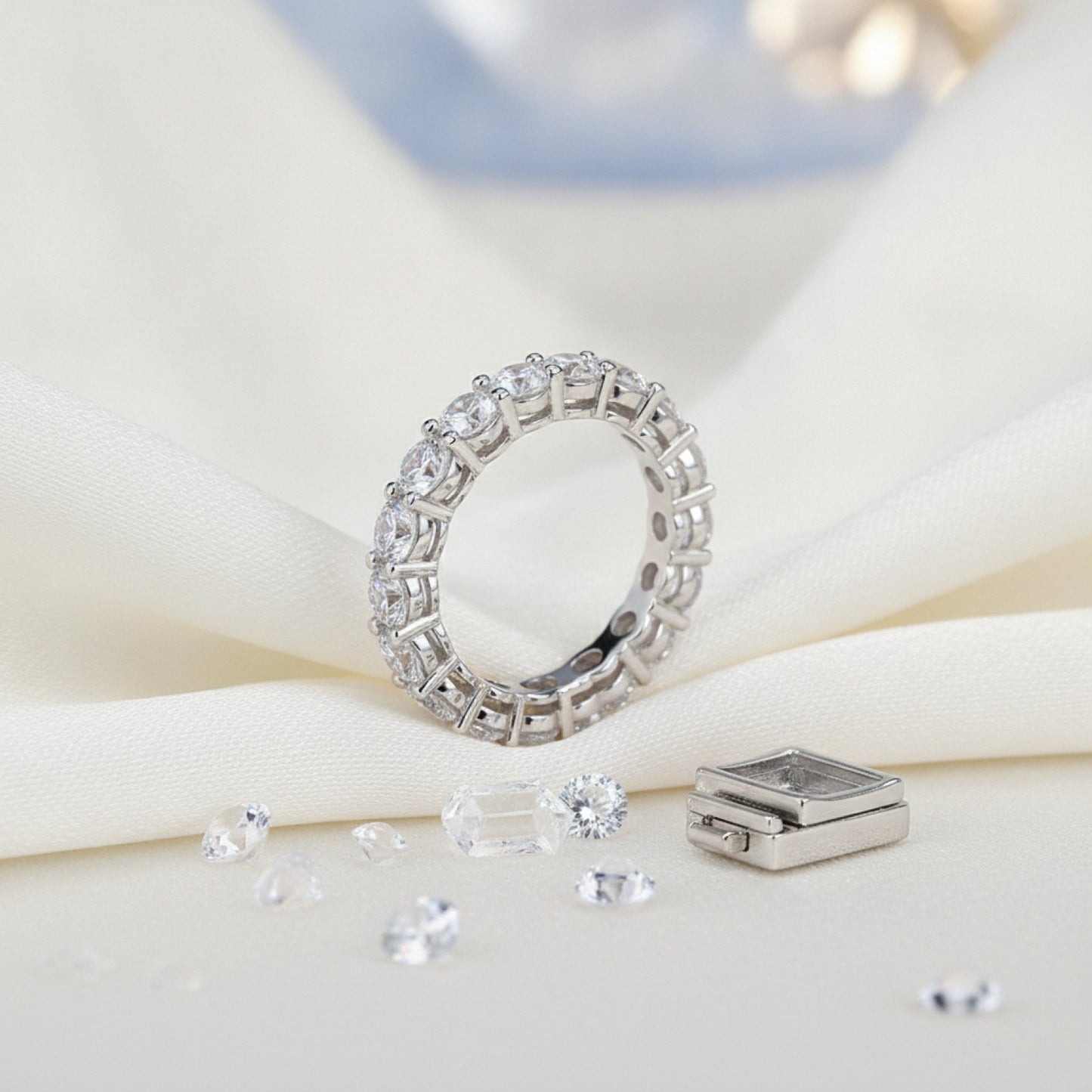Bague en Moissanite Véritable Argent Sterling S925 pour Femme - Bijou Fin Plaqué Pt950