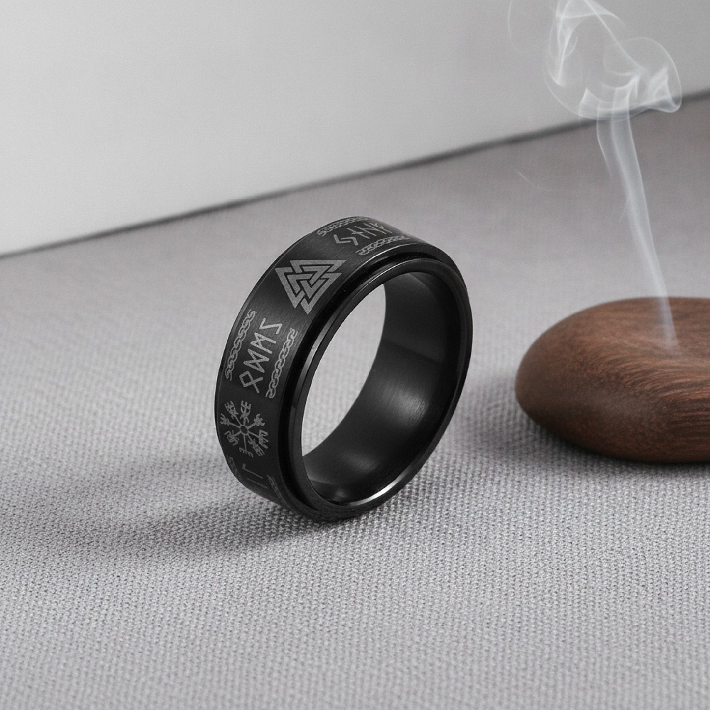 Bague d'Anxiété Viking en Acier Inoxydable pour Homme - Amulette Odin Rune
