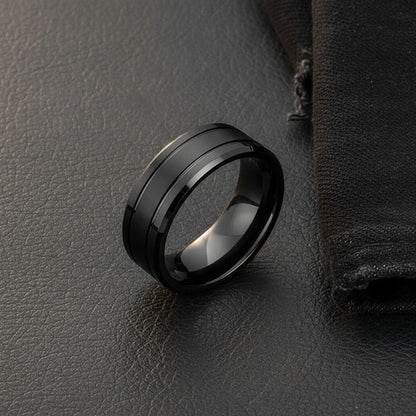Bague Punk Vintage Acier Inoxydable Noir pour Homme - Style Tendance
