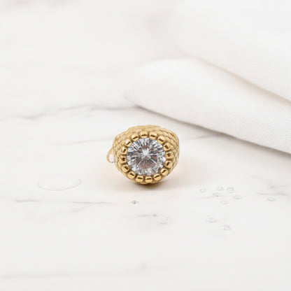 Bague Chevalière Zircon Acier Inoxydable pour Femme - Bijou Simple, Délicat et Étanche