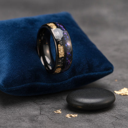 Bague Homme Galaxy 8mm en Carbure de Tungstène Noir - Alliance & Fiançailles Confort