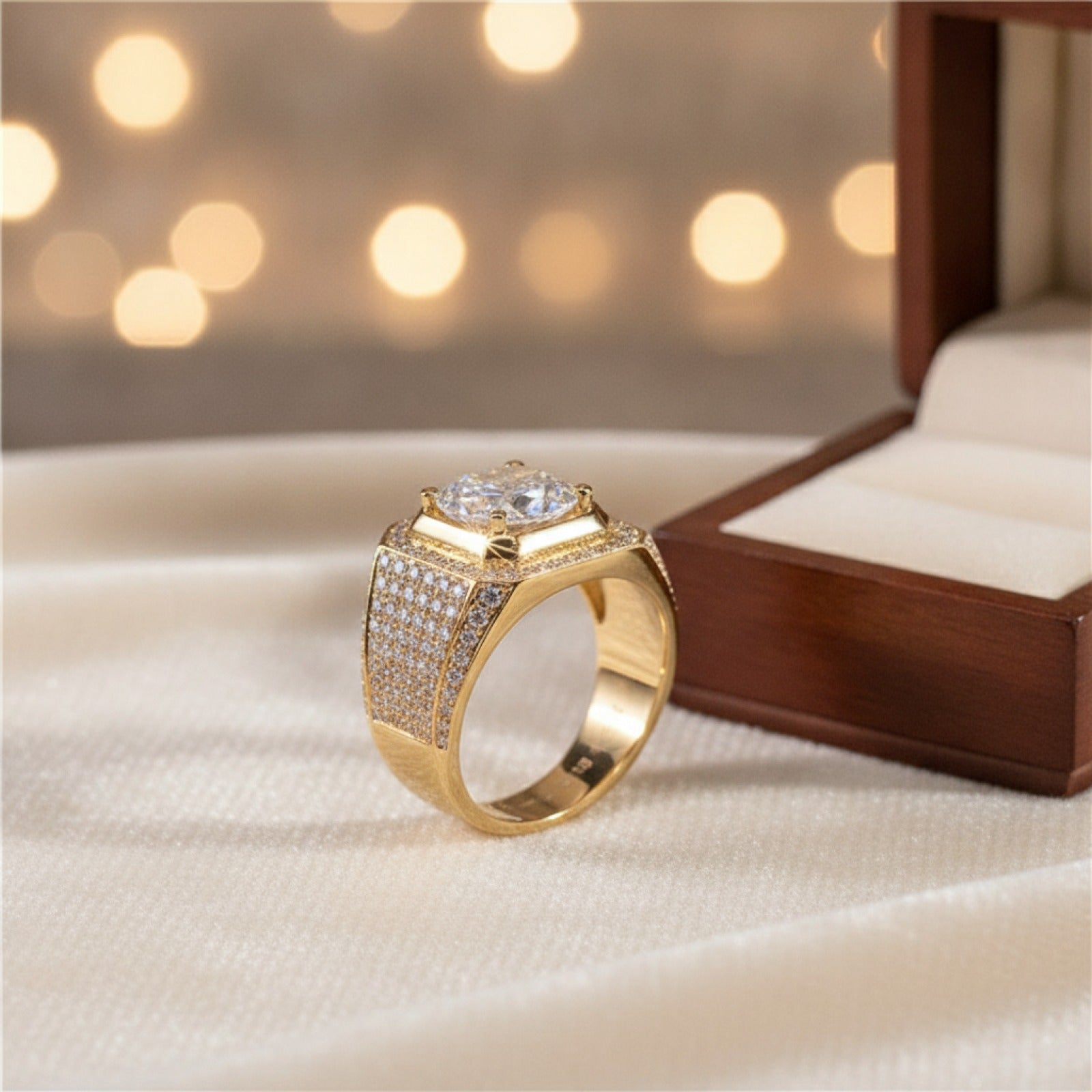 Bague Vintage Zircon Blanc Brillant - Alliance Mariage & Fiançailles Or Homme Femme