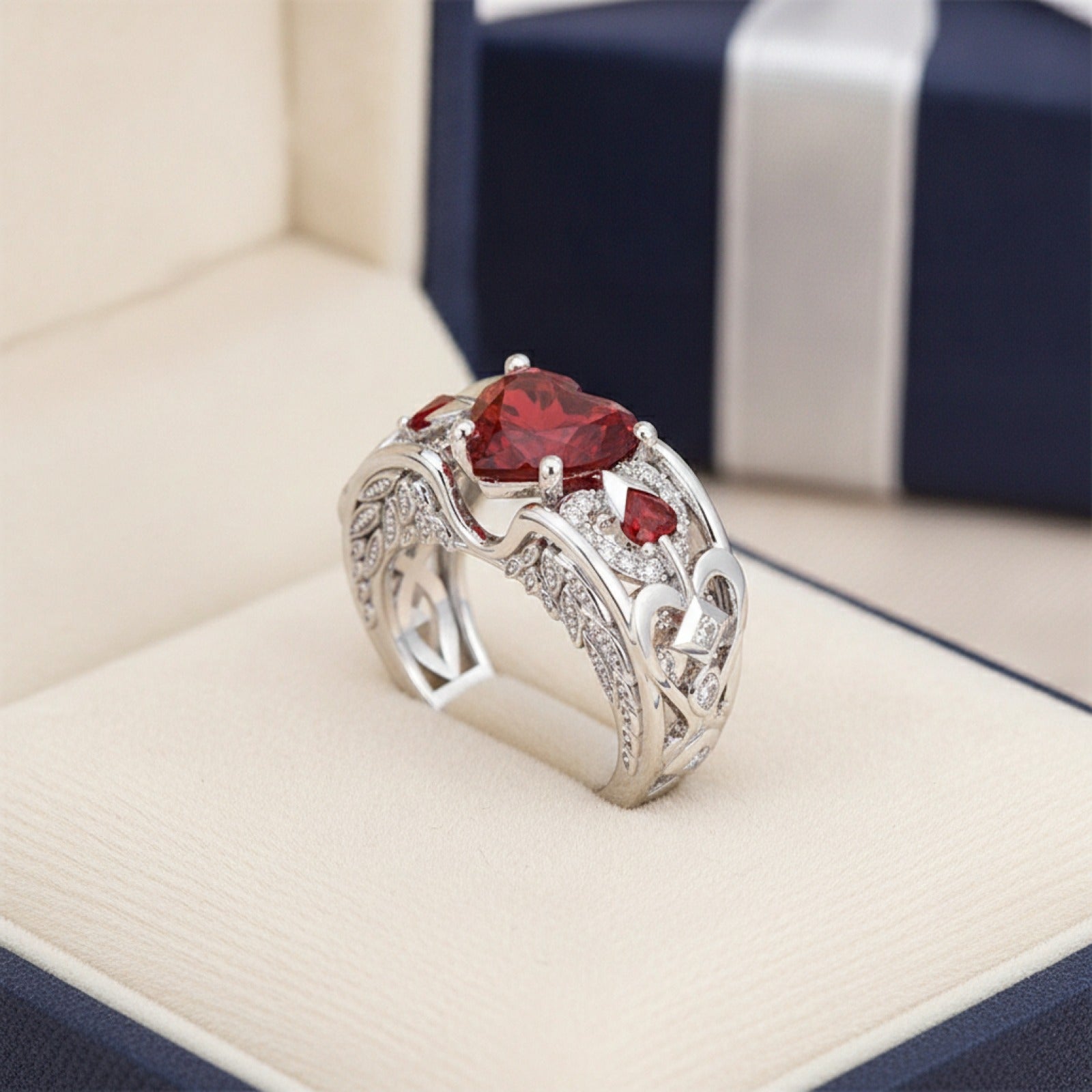 Bague Argent 925 Multicolore Cœur d'Amour - Bijou Classique & Authentique