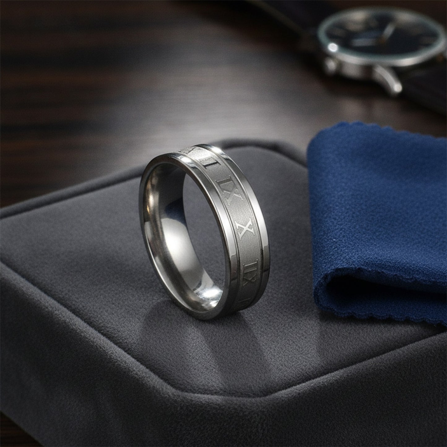 Bague Homme Acier Inoxydable Vintage Chiffres Romains 6mm - Bijou Tendance Cadeau