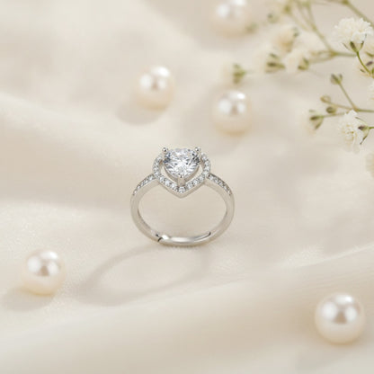 Bague Argent 925 Cœur Ajustable pour Femme - Bijou Cadeau Mariage & Fiançailles