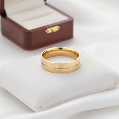 Bague de mariage en acier inoxydable doré pour couple - Bijou de promesse avec zirconium