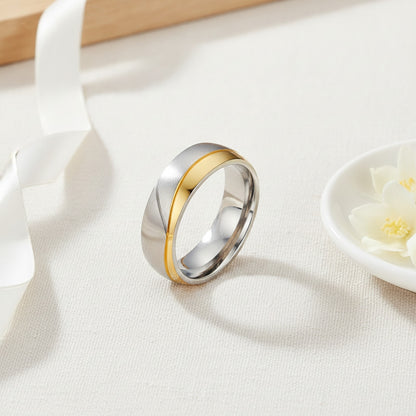Bague de mariage en acier inoxydable pour couple - Design or et promesse