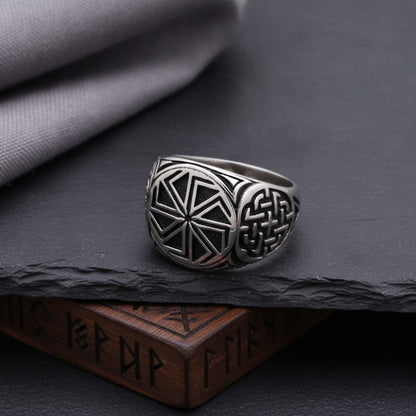 Bague Viking Amulette Roue Slave en Acier Inoxydable 316L - Style Scandinave Runique