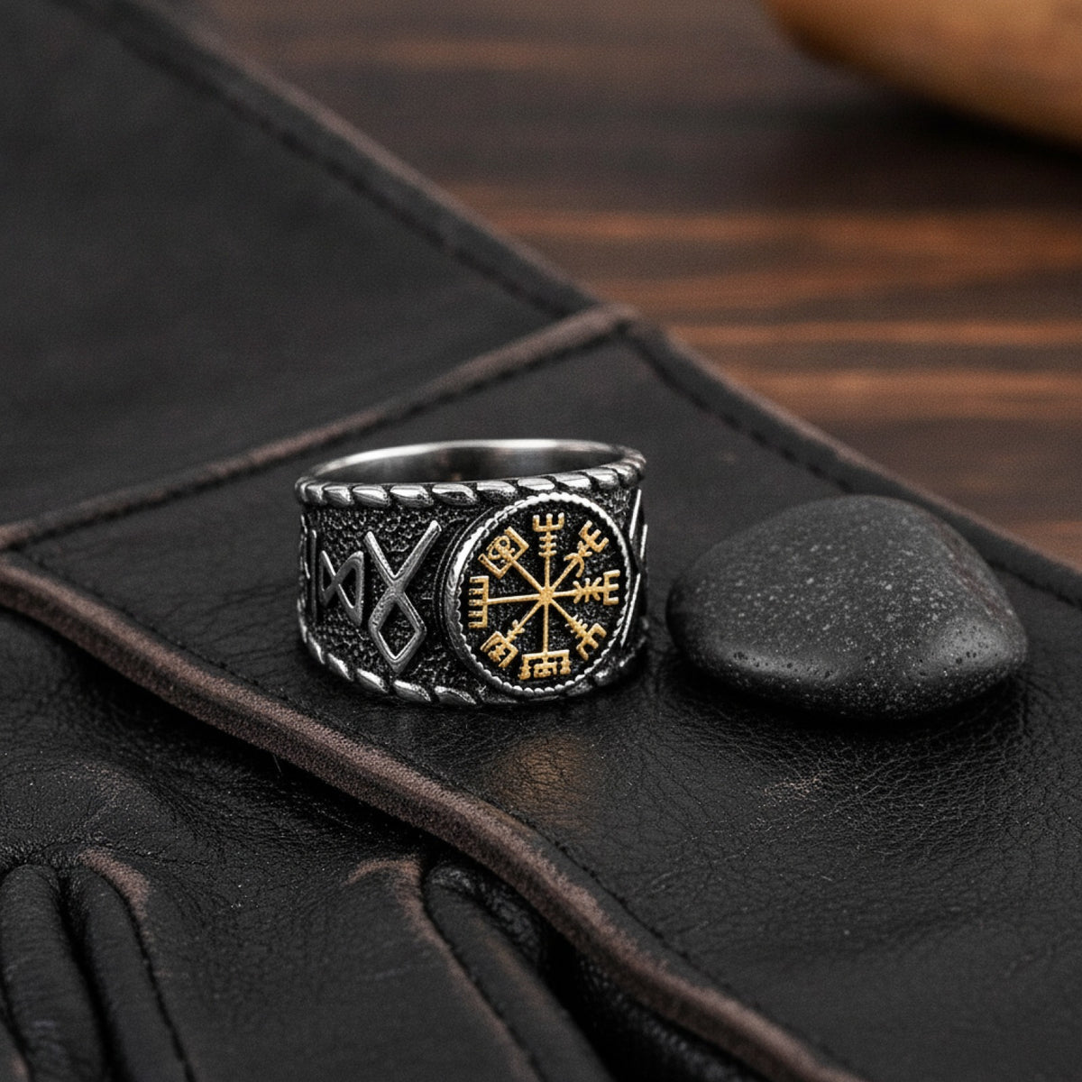 Bague Viking Odin en Acier Inoxydable pour Homme - Style Norse Punk Motard