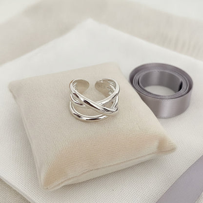 Bague Argent Sterling 925 Réglable pour Femme et Homme - Bijou Fin avec Croix Dorée