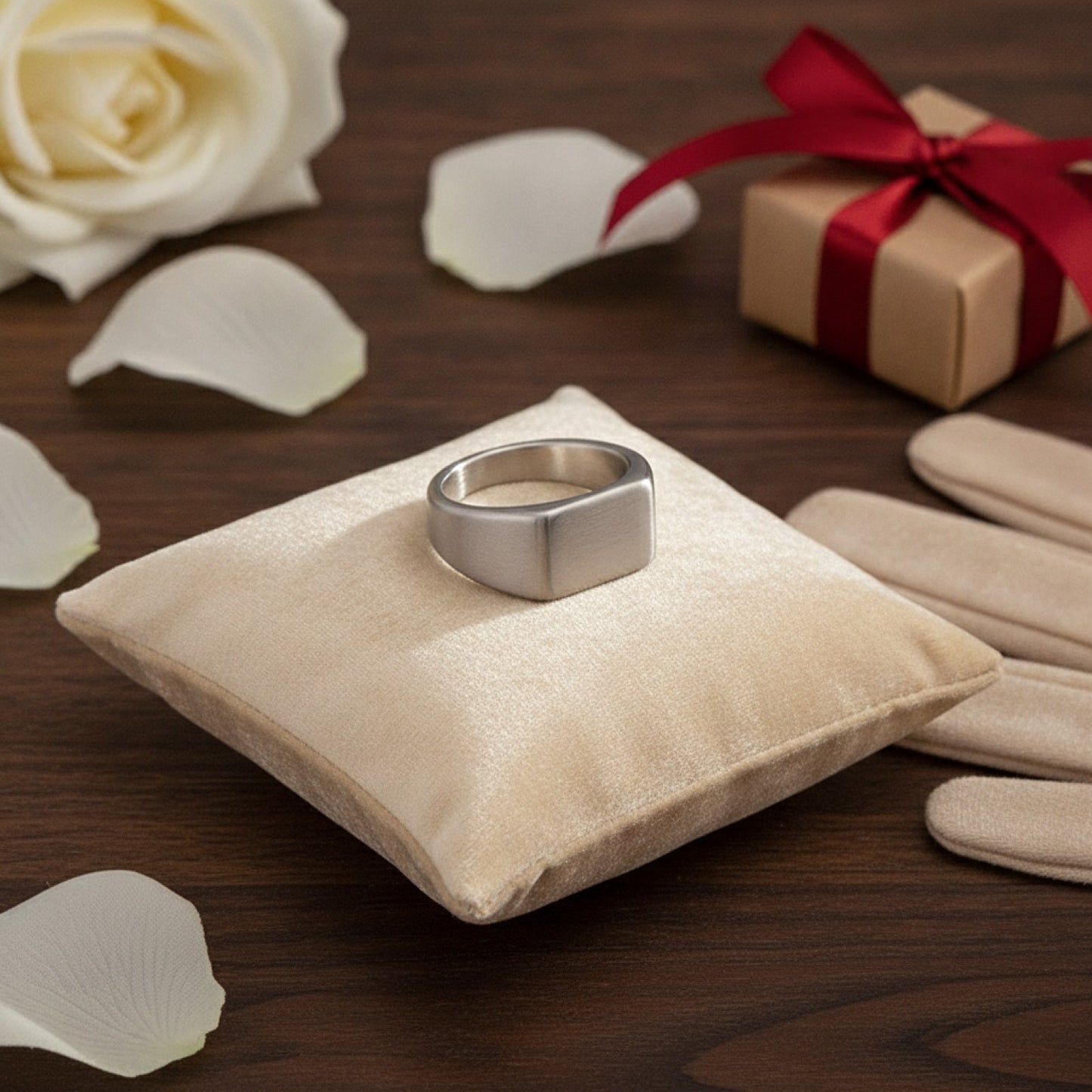 Bague Unisexe Rectangulaire en Acier Titane - Style Minimaliste et Tendance