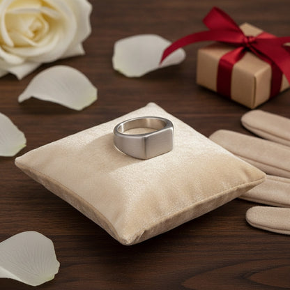Bague Unisexe Rectangulaire en Acier Titane - Style Minimaliste et Tendance