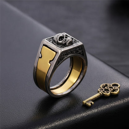Bague Gothique Vintage Crâne Lion avec Compartiment Secret - Style Biker Punk pour Hommes et Femmes