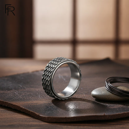 Bague Rétro Acier Titane Dragon Rotatif - Style Vintage Ange