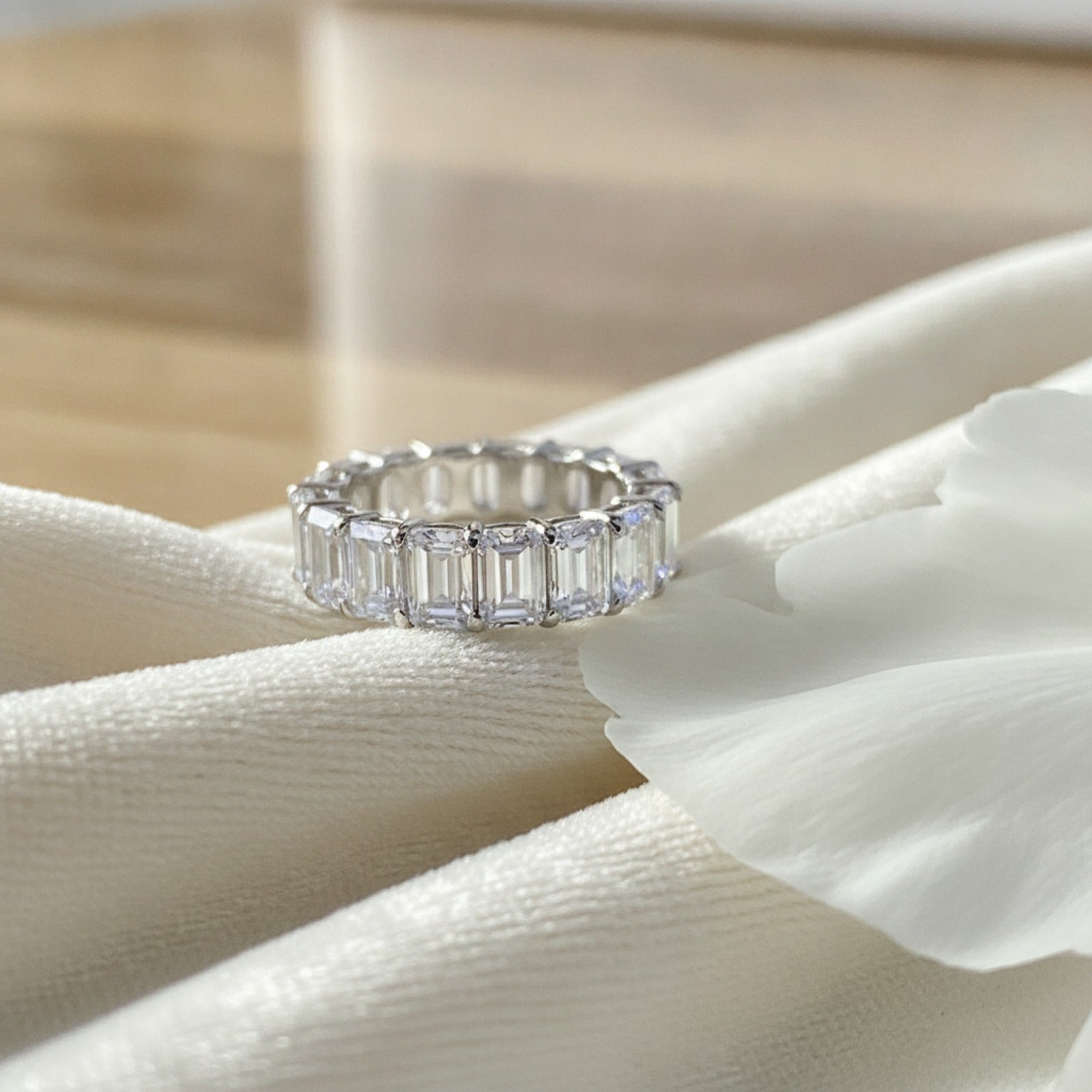 Bague de fiançailles rectangulaire en moissanite pour femme - Simulation diamant tendance