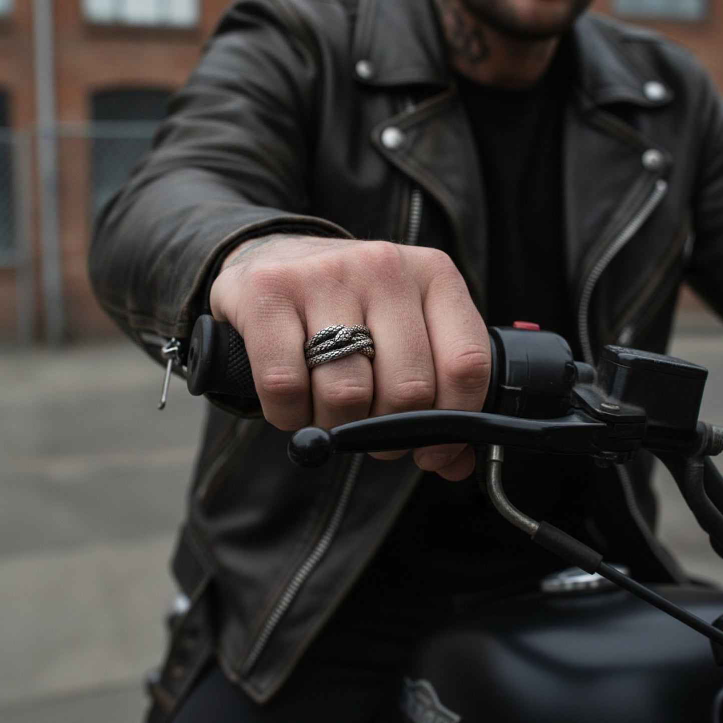 Bague Motard Punk Rock Serpent 3D Acier Inoxydable Homme Style Gothique