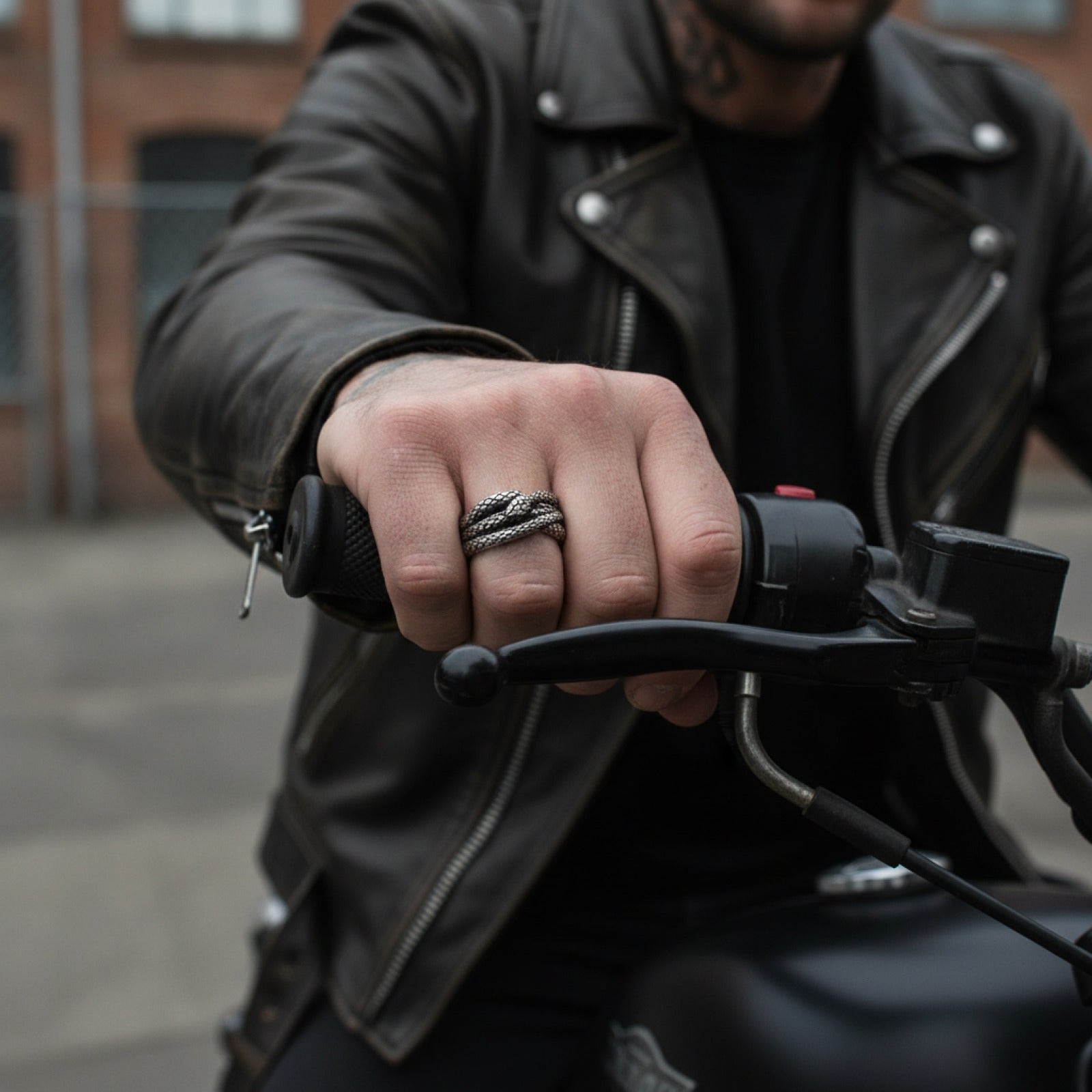 Bague Motard Punk Rock Serpent 3D Acier Inoxydable Homme Style Gothique
