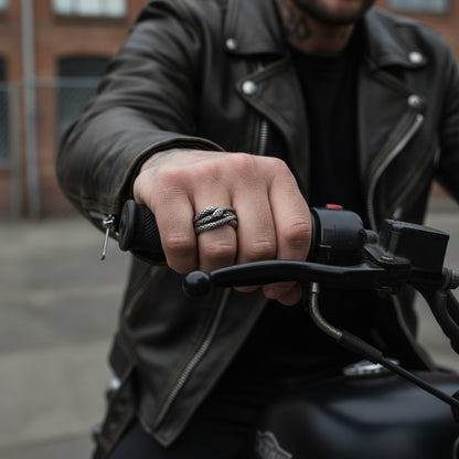 Bague Motard Punk Rock Serpent 3D Acier Inoxydable Homme Style Gothique