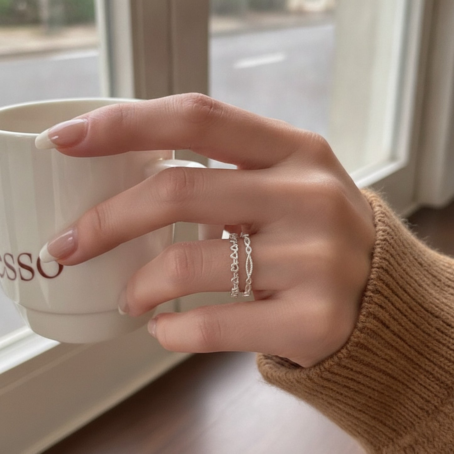 Bague Cœur Creux en Argent Sterling 925 - Bijou Fin pour Femme