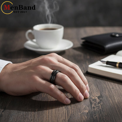 Bague Homme Femme en Tungstène Noir CZ - 8mm, Alliance Mariage Fiançailles Confortable