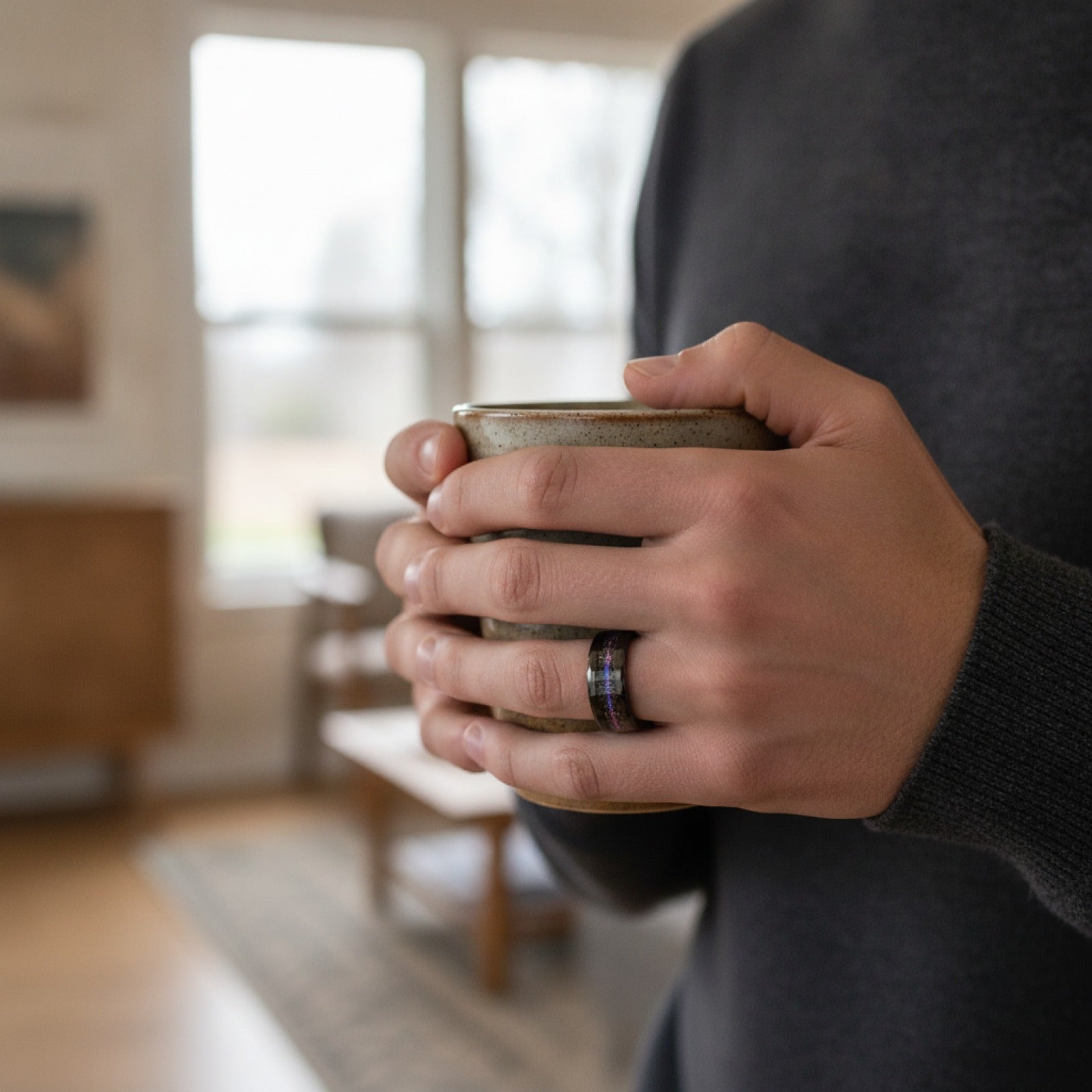 Bague Homme en Carbure de Tungstène Noir - Alliance & Bijou de Mode