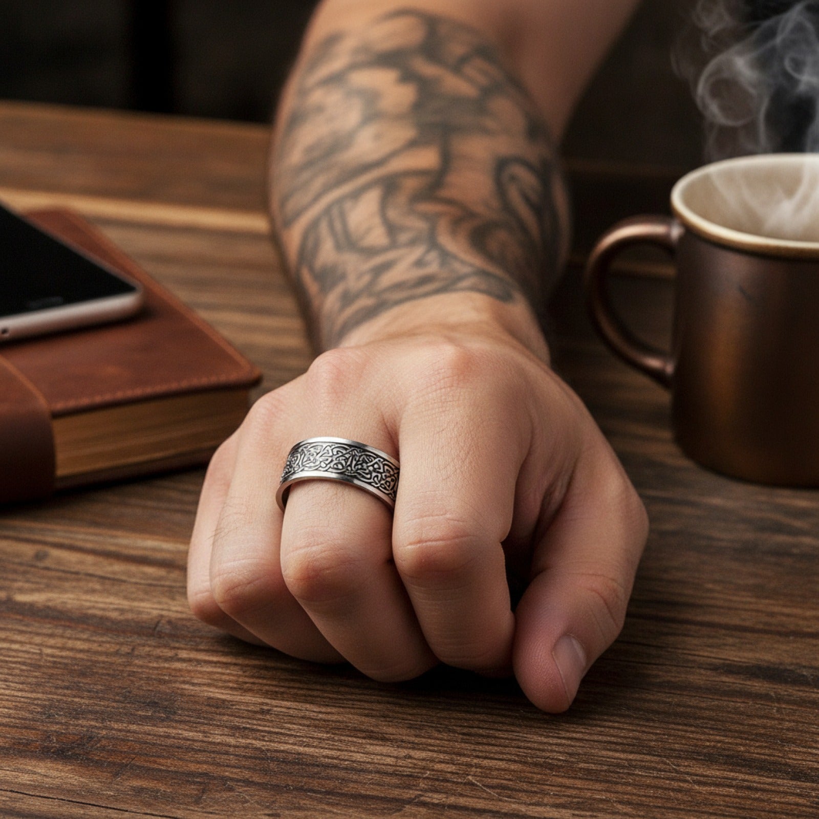 Bague Celtique Viking pour Homme et Femme en Acier Inoxydable - Style Vintage Punk