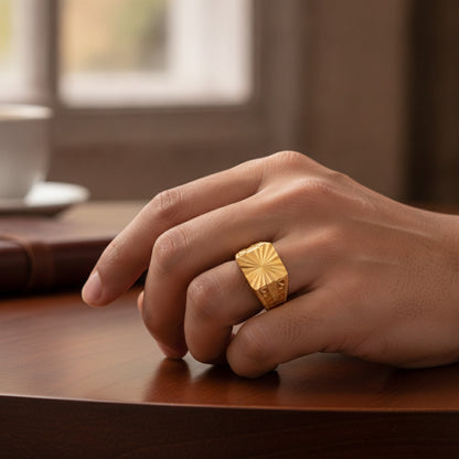 Bague Dorée 24K Style Dubaï - Bijou Chic pour Femme et Homme