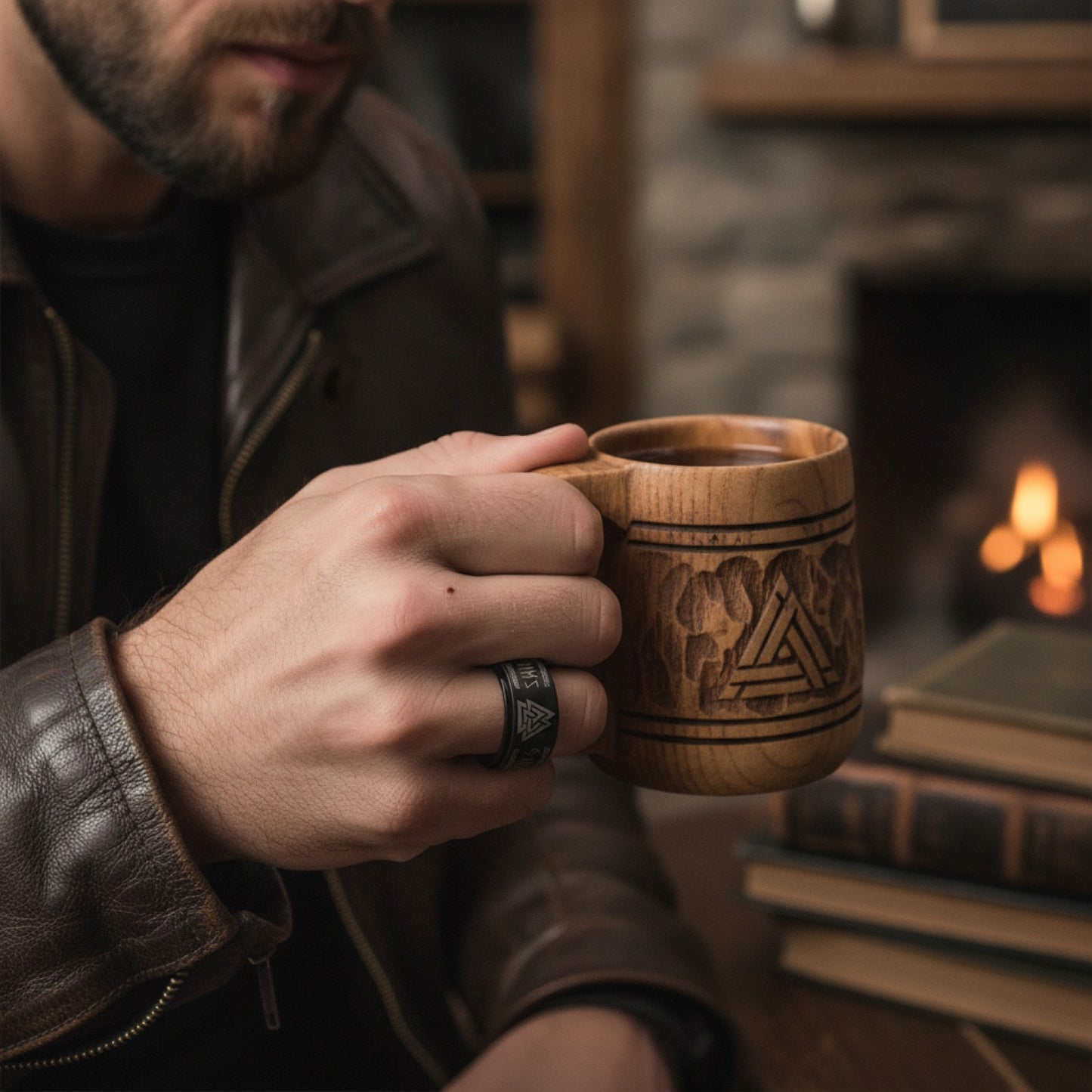 Bague d'Anxiété Viking en Acier Inoxydable pour Homme - Amulette Odin Rune