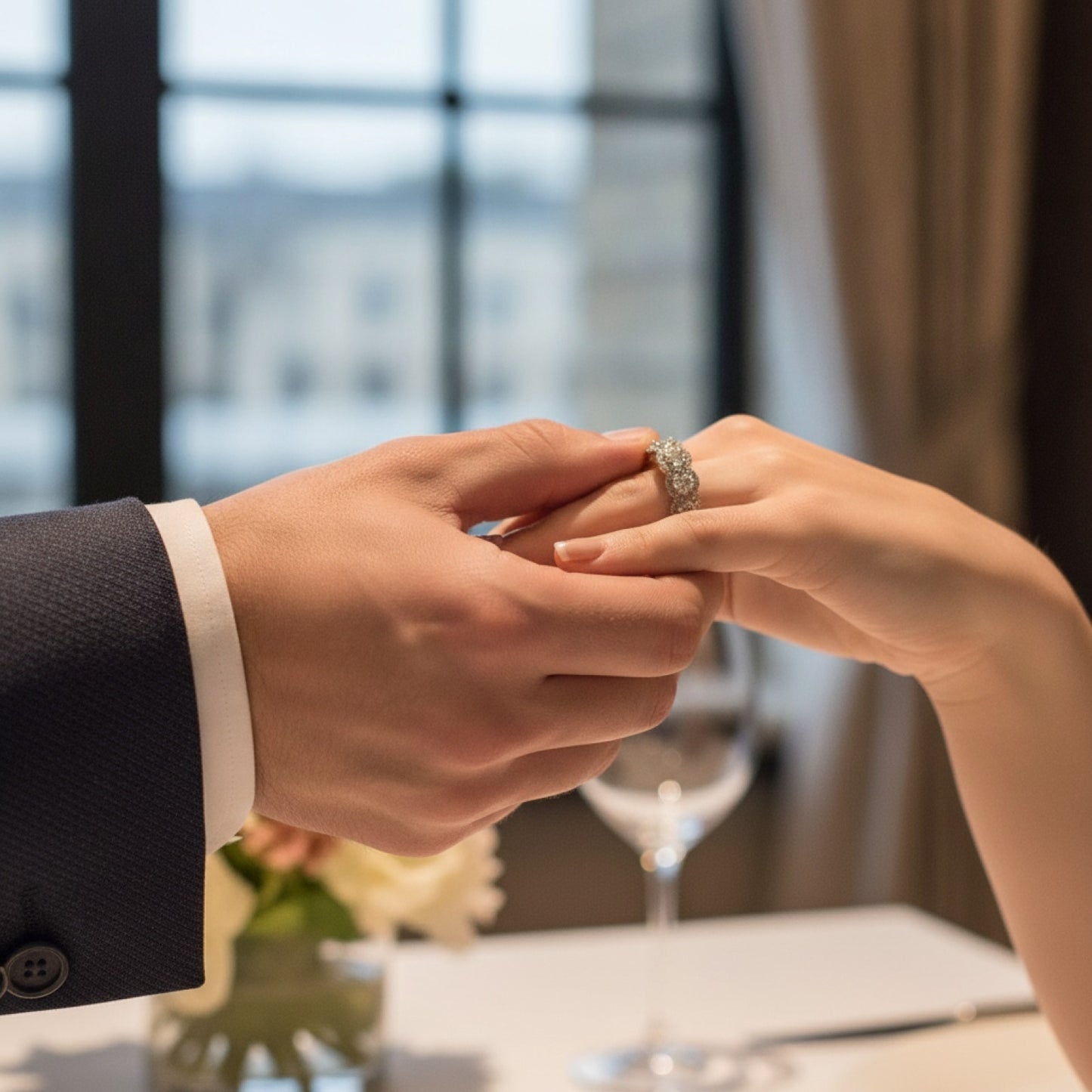 Bague de fiançailles Huitan en argent avec zircone cubique scintillante pour femme