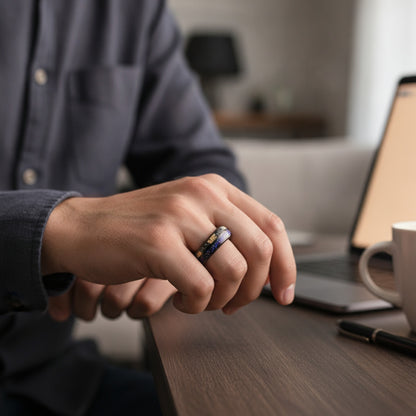 Bague Homme Galaxy 8mm en Carbure de Tungstène Noir - Alliance & Fiançailles Confort