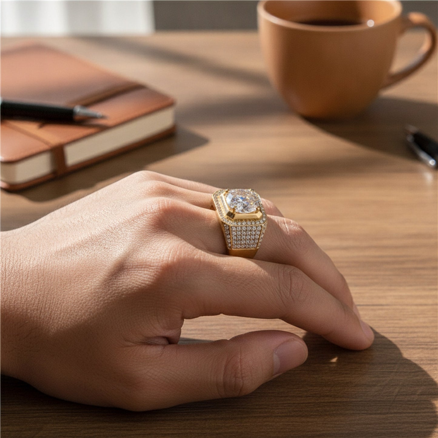 Bague Vintage Zircon Blanc Brillant - Alliance Mariage & Fiançailles Or Homme Femme
