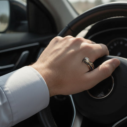 Bague Homme Tungstène 8mm Effet Météorite - Alliance Mariage & Fiançailles
