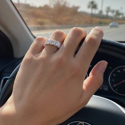 Bague de fiançailles rectangulaire en moissanite pour femme - Simulation diamant tendance