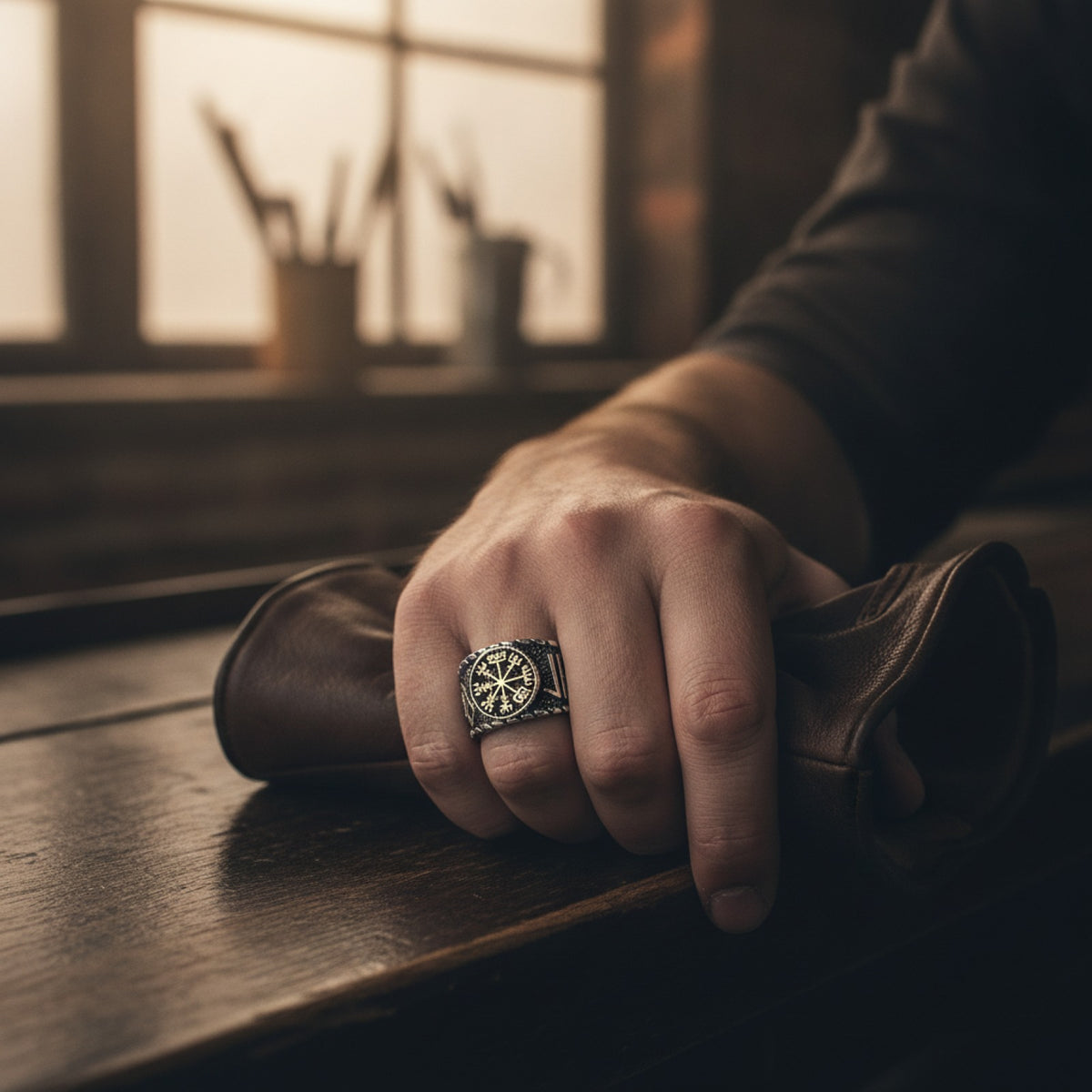 Bague Viking Odin en Acier Inoxydable pour Homme - Style Norse Punk Motard