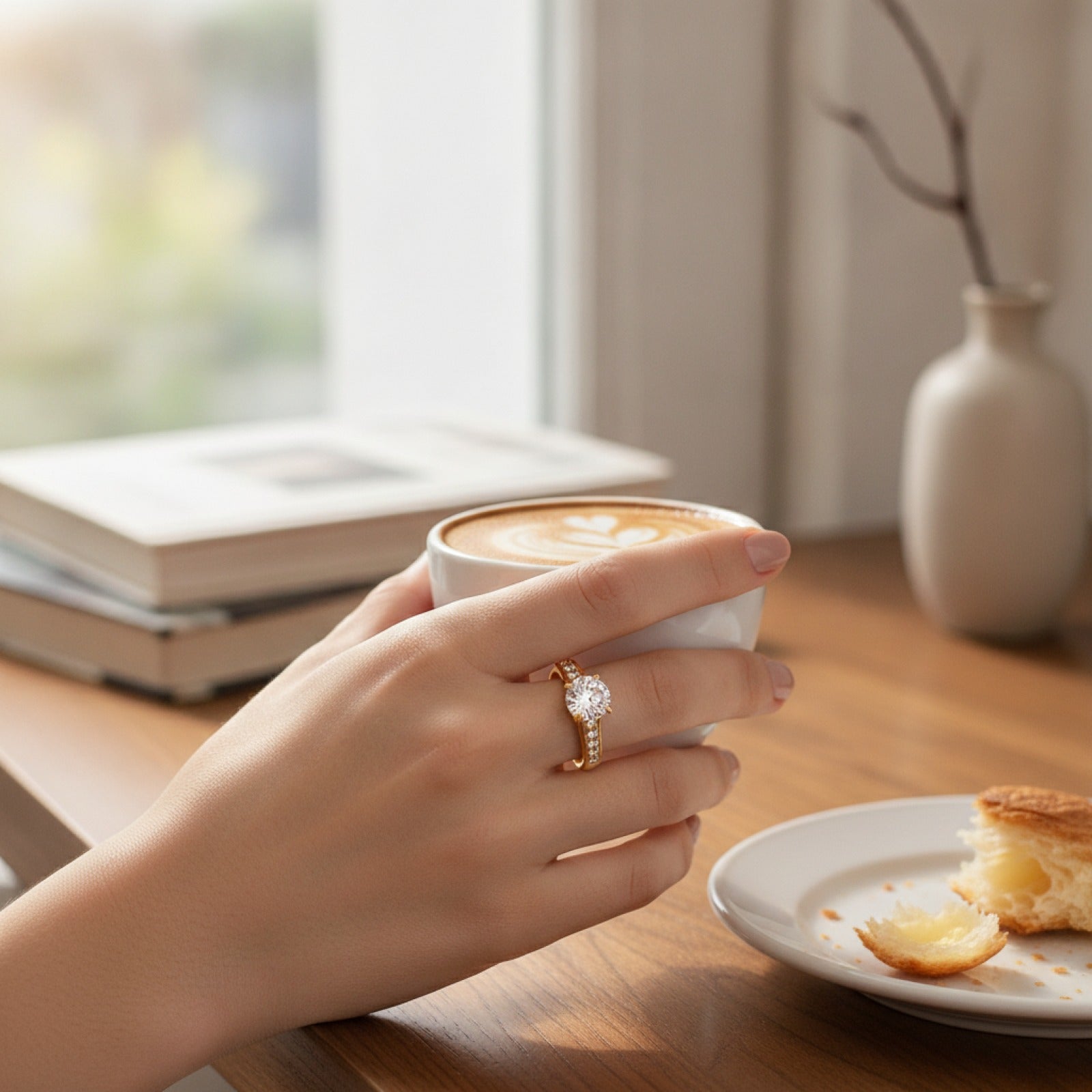 Bague de mariage Lokaer en acier inoxydable avec zircone cubique pour femme - Bijou de fiançailles élégant