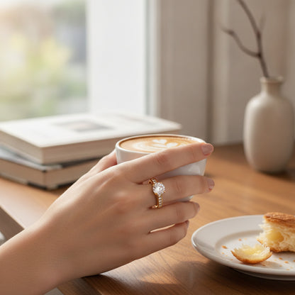 Bague de mariage Lokaer en acier inoxydable avec zircone cubique pour femme - Bijou de fiançailles élégant