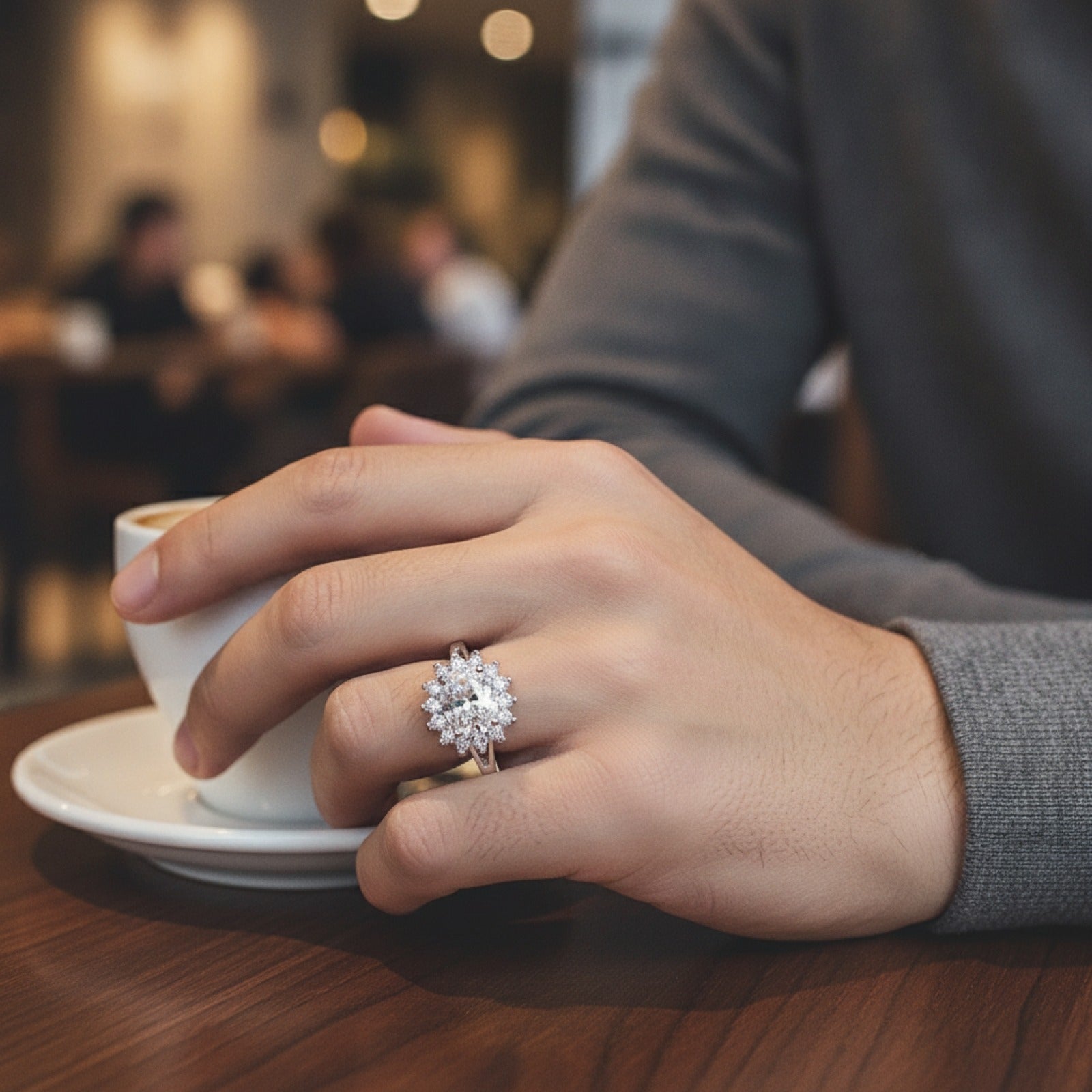 Bague Fleur Cristal Argent 925 pour Femme - Cadeau Mariage & Fête