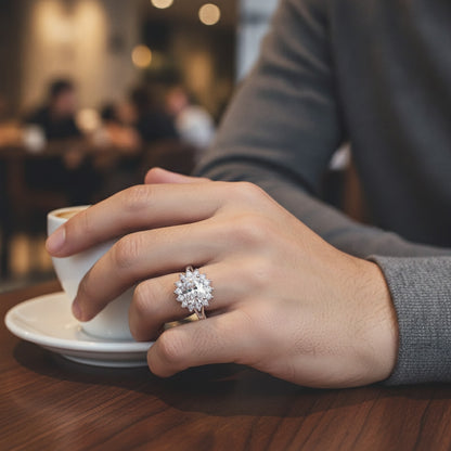Bague Fleur Cristal Argent 925 pour Femme - Cadeau Mariage & Fête