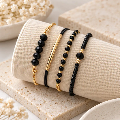 Bracelet pierre verre noir