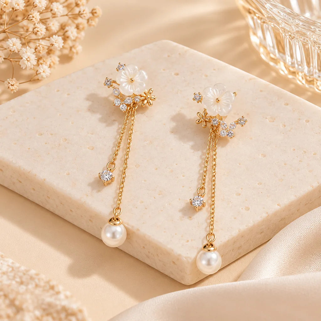 Boucles doreilles pendantes fleur