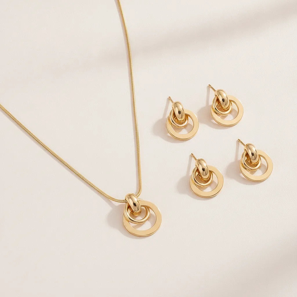Ensemble Bohème Chic : Collier & Boucles d'Oreilles Géométriques